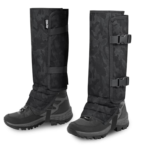 Snake Gaiters Leg Guards, Waterproof Snake Guards, Adjustable Snake Bite Protection for Lower Legs, Snake Chaps for Men&Women Black Camouflage