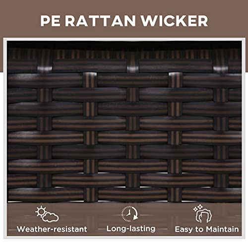 Outsunny 3 Piece Outdoor Furniture Set, 2 Reclining Chaise Lounge Chairs, Rolling Wheels, Armrests, Headrests, Thickly Cushioned, 1 Side Table, Pe Plastic Rattan, Brown #TOP13