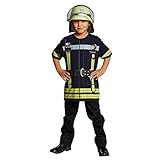 Spiel-Shirt Feuerwehrmann für Kinder T-Shirt bedruckt Feuerwehr Uniform Kostüm