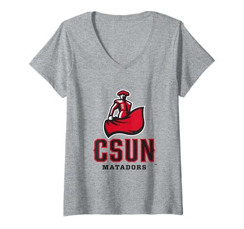 Women's Cal State Northridge Matadors Icon Gray Officially Licensed V-Neck T-Shirt