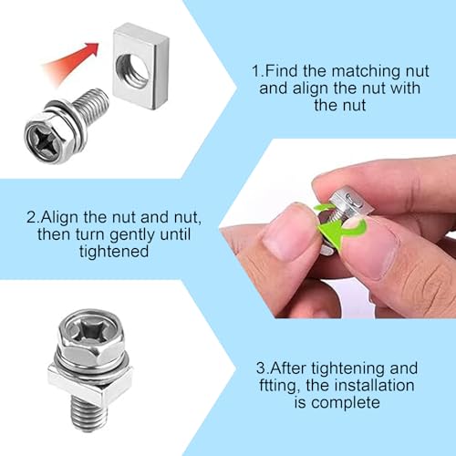 Motorrad Batterie Terminal Mutter und Bolzen Kit, Maschine Sechskantschrauben Schraube für ATV Fahrzeug, Roller, Motorrad, Quad Bike M5x12mm 10 Set (Silber)