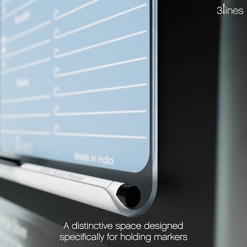 Image of 3 Lines ClearBite Acrylic Magnetic Meal Planner Board | Sleek & durable | Includes Marker & Duster | 24x16 CM | Perfect for Meal Planning, Shopping Lists, Notes | Ideal for Home, Office | Blueberry