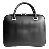 [Dom Teporna] 小さめ ビジネスバッグ メンズ ミニバッグ ブリーフケース 牛革 バイナルレザー マチあり 軽量 タブレット B5 書類 収納 コンパクト 丈夫 ブラック
