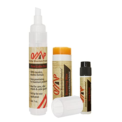 October Mountain Products Bow Care Kit Combo (Bow Lube Pen, 1oz. Wax, String Serum)