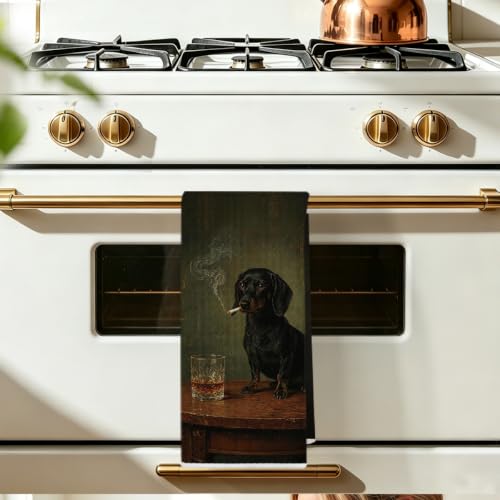 Image of Hanamiya Na Dachshund Kitchen Towels, Dachshund Gifts Reusable Dish Towels | Waffle Weave Absorbent Hand Cloth Tea Towel for Kitchen Bathroom Decor, Cute Weiner Dog Gifts for Women Friend 24x14 Inch