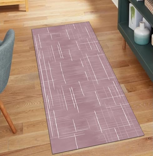 Alfombra lavable para cocina con base antideslizante rosa de 60x150cm 2