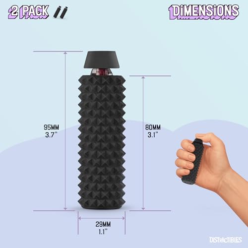 Image of Distractibles Sensory Roller Fidget with Clicker, Tactile Spikes for Anxiety, Stress Relief, Pain Stimulation, Autism & Over Stimulation with Lanyard (Black + Black)