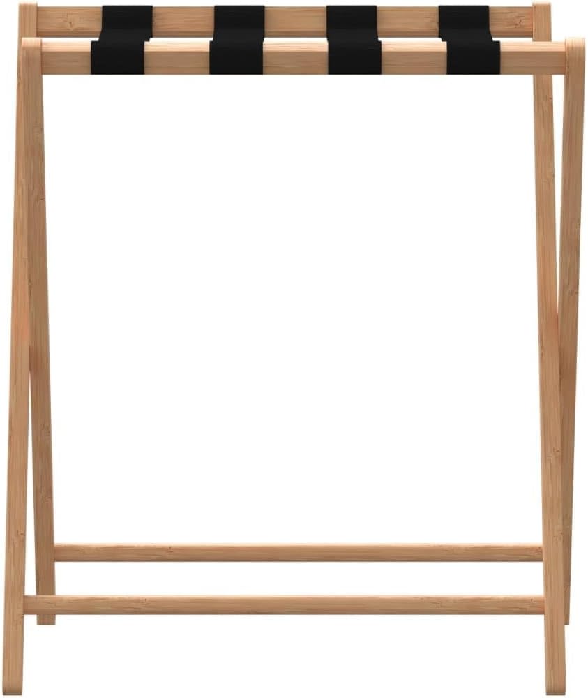 Luggage Rack with Nylon Straps, Bamboo Travel Box Suitcase Stand for Bedroom and Hotel Use