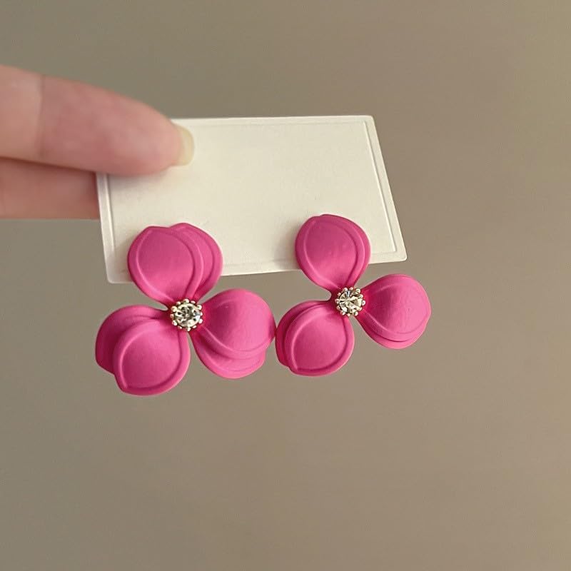 Anmpab Forest Three Petal Flower Stud Earrings for Women Diamond Floral Flower Earrings Statement Jewelry - Image 8