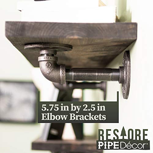 Industrial Pipe Wooden Shelves Restore By Pipe Décor Premium Ponderosa Pine Wood Shelving 24 Inch Length Set Of 2 Boards And 4 L Brackets Boulder Black Finish #TOP2