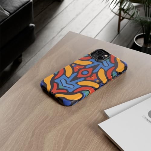 Coque rigide iPhone 14 Plus jaune au motif abstrait avec texture mate