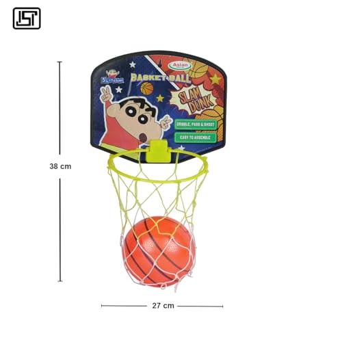 Image of Asian Portable Plastic Basketball with Hoop for Kids Multicolor (Shinchan Theme)