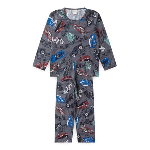 Pijama Longo Infantil Menino Blusa e Calça Super Carros (Cinza, 6)