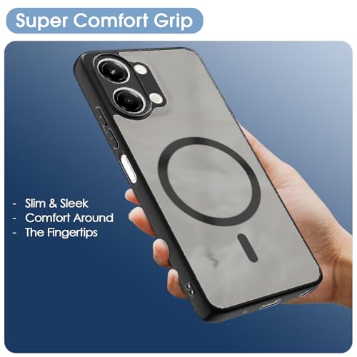 Image of Amazon Basics Back Cover for Vivo Y11 5G Compatible with Mag-Safe Smoke Back | Shockproof Design | Hard Transparent Back Case (Black Smoke Mag-Safe)
