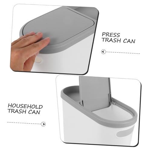 Caneca de basura rectangular blanca de plástico con tapa miniatura 6