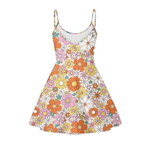 Image of Cozeyat Women Girls Summer Sleeveless Dress Casual Swing Beach Cover Up Knee Length Dresses,Large Size XS-4XL