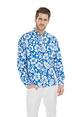 Image of Hawaii Hangover Family Matching Clothes, Classic Vintage Hibiscus Blue | Family matching Hawaiian outfits, Classic Vintage Hibiscus Blue, 100% cotton, machine washable, tropical floral print, luaus