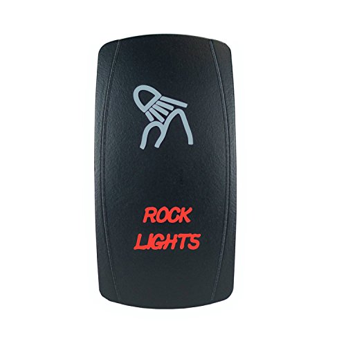 Qunqi Star 5 Pin Laser Backlit Rocker Switch Rock Lights 20A 12V On/Off Led Light Toggle Switch (Rock Lights, Red) #TOP1