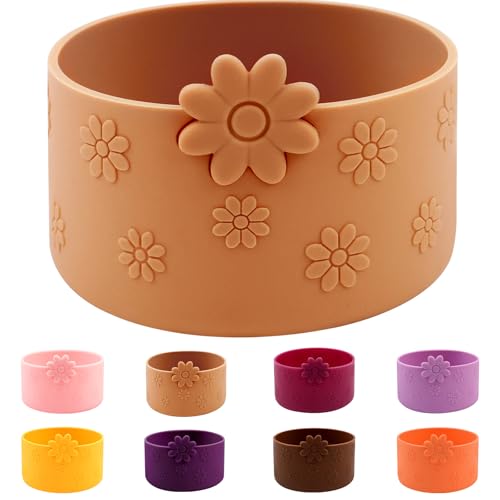 Hpebl Light Brown Flower Protective Silicone Boot for Stanley Cup 30/40 OZ