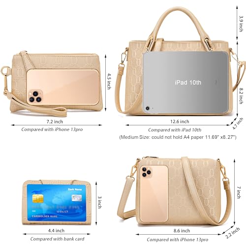 Image of Purse for Women Fashion Medium Shoulder Bag Crossbody Handbag Set 4PCS | Stylish Style,Chain Texture Design,with a Crossbody Strap,4-in-1 Multi-Style Purse Set