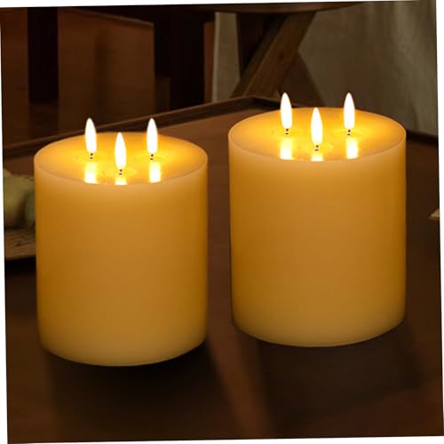 Velas con pilas de 3 mechas y control remoto para centros de mesa 4
