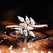 Dsnyu 14K Yellow Gold Rings for Women, Eternity Ring Smooth with Leaf Shape Moissanite Band Yellow Gold Fashion Trendy Size 8