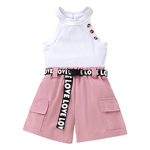 Camisetas e shorts sólidos de verão para meninas, 2 peças, roupas para meninas (vermelho, 18 a 24 me