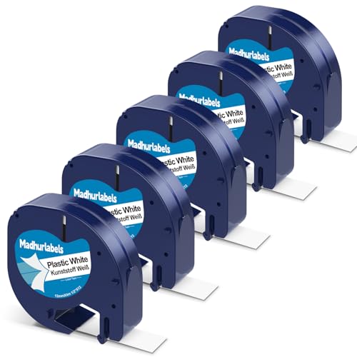 Étiquette plastique pour DYMO Letratag qui ne se déchire pas - Pack de 5 rubans étanches