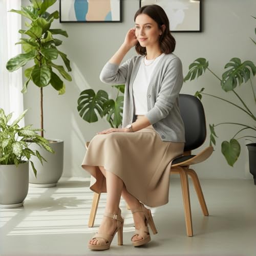 Image of Platform High Heels for Women Strappy Chunky Heels Sandals for Women Open Toe Block Heeled Sandals with Ankle Strap Summer Dress Shoes