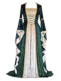 Manga larga Mujer Vintage Renacentista Medieval,Mangas Largas Encantador Vestidos Verde M