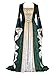 ZhuiKunA Damen Retro Mittelalter Renaissance Kostüm,Lange Ärmel Party Kleid Grün M