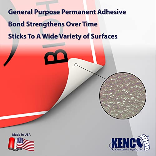 Kenco KL-2208-P Biohazard Warning Labels 4 Inch X 4 Inch Inch, Fluorescent Red-Orange Hazardous Stickers 250 Labels Per Roll For Medical And Industrial Use And More thumb #2