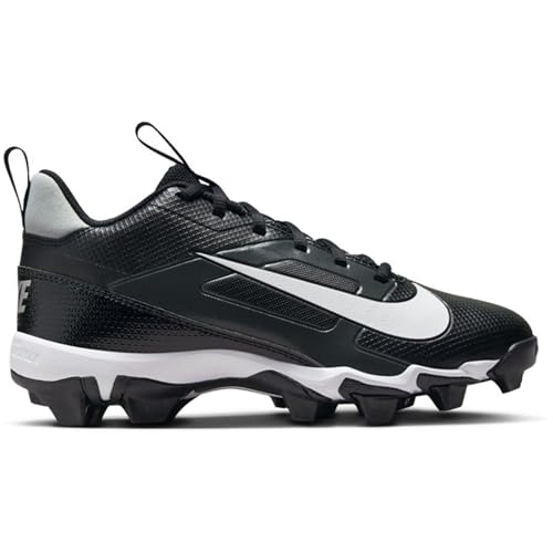 Nike Alpha Menace 4 Shark Big Kids' Football Cleats (Wide) (FQ4016-001, Black/Light Smoke Grey/Metallic Silver/White) Size 6