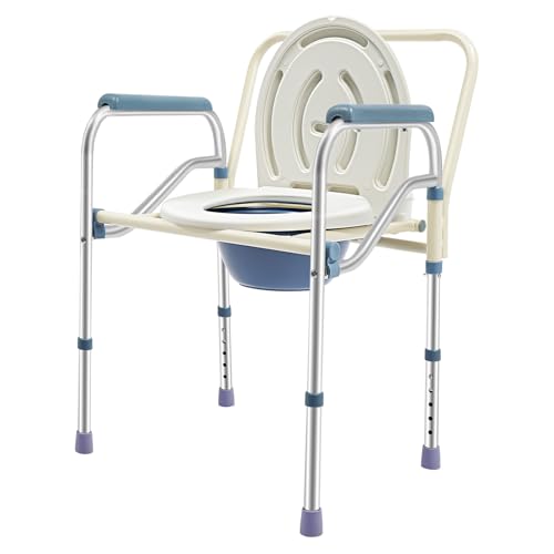 Silla de baño de 150 kg, altura ajustable, silla de ducha fija, ayuda para personas mayores con reposabrazos, respaldo y tapa blanca