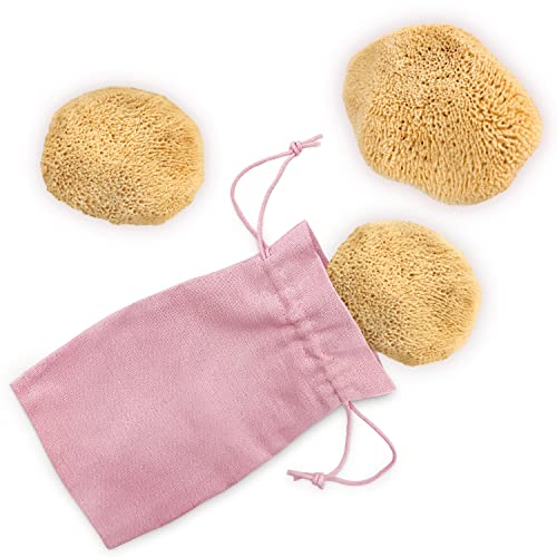 tom&pat Esponjas desmaquillantes naturales, esponjas faciales sin blanquear procedentes de Grecia, sin productos químicos ni plástico, cuidado facial natural, limpiador facial, lavable (3 x 5-7 cm)