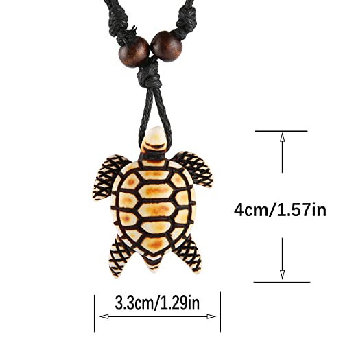 STWTR Hawaiian Turtle Pendant Necklace Men Women - Adjustable Rope Surfer Necklace Handmade Necklace2
