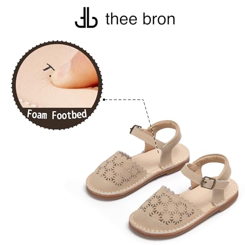 Image of THEE BRON Toddler Floral Cutout Closed Toe Sandals for Girls Breathable Summer Shoes