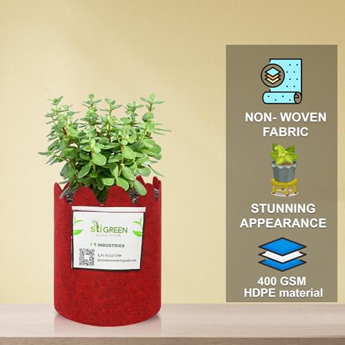 Image of Geo Fabric Grow Bags for Plants 6X7 Inch (Pack of 1) | 400 GSM Heavy Duty UV-Protected Round Maroon Colour Plant Bags for Terrace and Vegetable Gardening | Strong & Reusable|