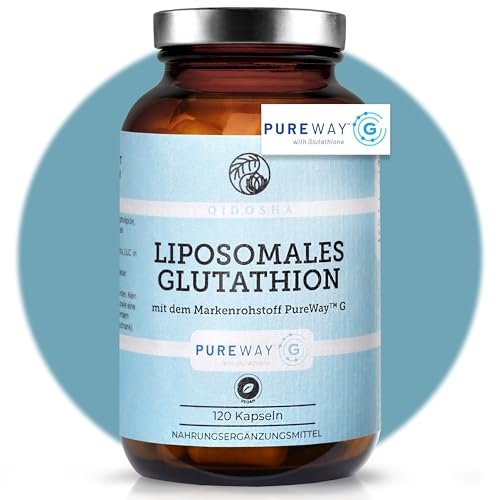 QIDOSHA Glutathion liposomal mit dem Markenrohstoff PureWay G 120 Kapseln im Apothekerglas hohe Bioverfügbarkeit echte liposomale Technologie deutsche Fertigung jede Charge laborgeprüft