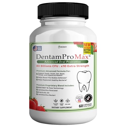 GREENVIFY DentamPro Max for Gums and Teeth Health & Fresh Breath - 40 Billion CFU Advanced Oral Probiotics for Mouth Bad Breath, Capsule Supplement (1)
