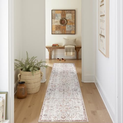 jinchan Kalen Runner Rug 2x8 Washable Hallway Rug Vintage Indoor Thin Retro Floor Cover Distressed Floral Country Lightweight Non Slip Carpet for Entr