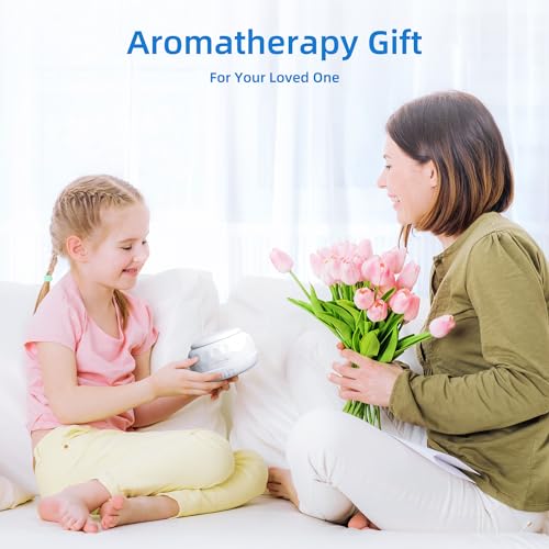 ASAKUKI 300ML Essential Oil Diffuser with 7-Color Light - Compact Aromatherapy Humidifier for Relaxation in Pure White