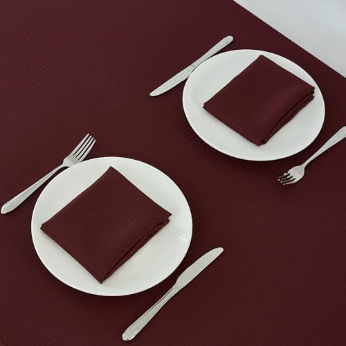 Image of maxmill Cloth Napkins Weaved Texture Pattern Soft Comfortable and Luxury Serviette for Restaurant Family Dinners Weddings Parties and Banquets Set of 4 Pieces, 20 x 20 Inch Burgundy