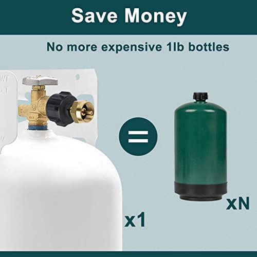 Gaspro Propane Refill Adapter, Fill 1 Pound Bottles From 20Lb Tank, Easy To Use, Solid Brass #TOP2