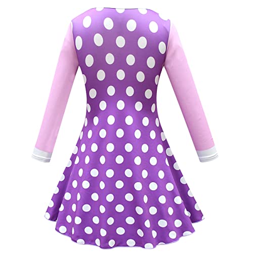 Girls Purple YYoYo Long Sleeve Polka Dot Party Birthday Dress Winter Outfits for Toddler Kids2
