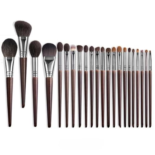 Lot de pinceaux de maquillage en poils de chèvre naturels, pour fard à paupières, fond de teint, blush, pour usage professionnel et personnel (XQ3-24ZW)