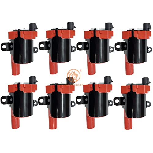 HLZ PRODUCT Set of 8 HIGH ENERGY Round Ignition Coil Compatible with Chevy GMC Silverado 1500 2500 Tahoe Suburban Express Sierra Savana Yukon XL Escalade V8 4.8L 5.3L 6.0L D585 C1251 19005218 UF262