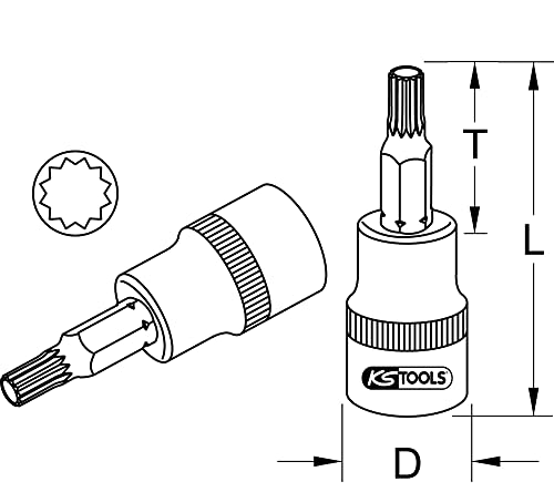 KS Tools Ultimate 922.3884 Screwdriver Socket 50 mm 3/8 "XZN M8, Chrome Satiné - Image 2