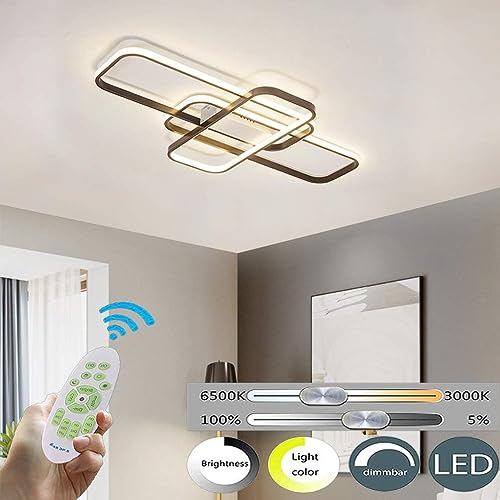 Plafonnier LED dimmable géométrique blanc avec télécommande pour salon