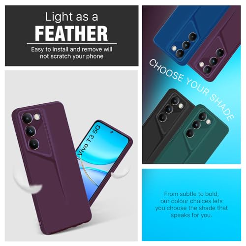 Image of WOW IMAGINE Slim Back Cover for Vivo Y200e 5G | Vivo T3 5G | Blade Series Ultra Thin Case with Lightweight Design | Camera Protection | Soft Matte Silicone Flexible Mobile Case - Purple